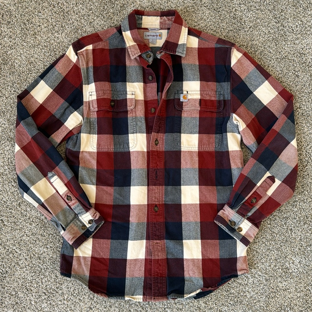 Carhartt Red White and Blue Checkered Long Sleeve Button Down Shirt